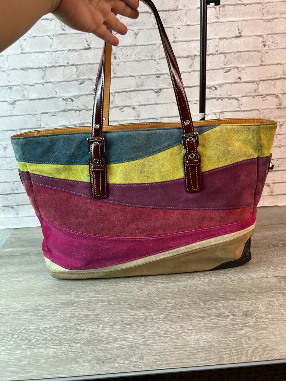 rare Coach Limited Edition Large Wave Multicolor Suede Gallery Tote Bag 1434 - Picture 3 of 7